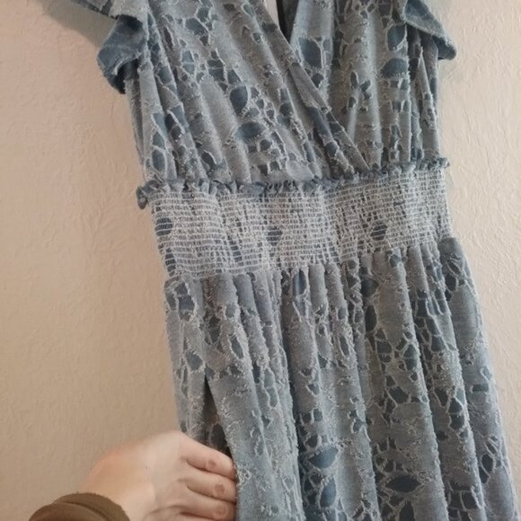 Dolan Maisie Blue Textured Floral Jumpsuit - Picture 6 of 16